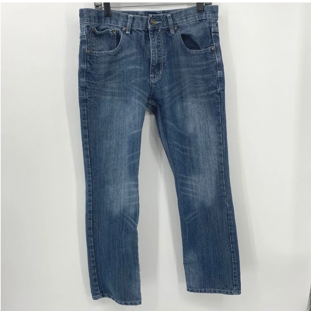 Vintage Fusai Jeans‎ Mens 36x30 Blue Dark Wash Cotton Straight Relaxed Fit Denim